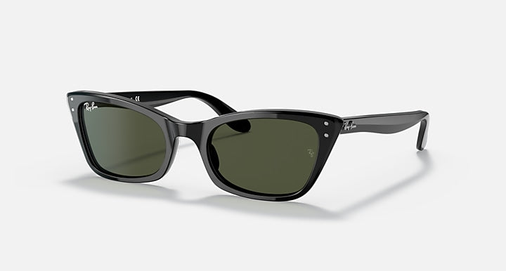 Ray-Ban LADY BURBANK Black with Green Solid Color lenses - Quarter