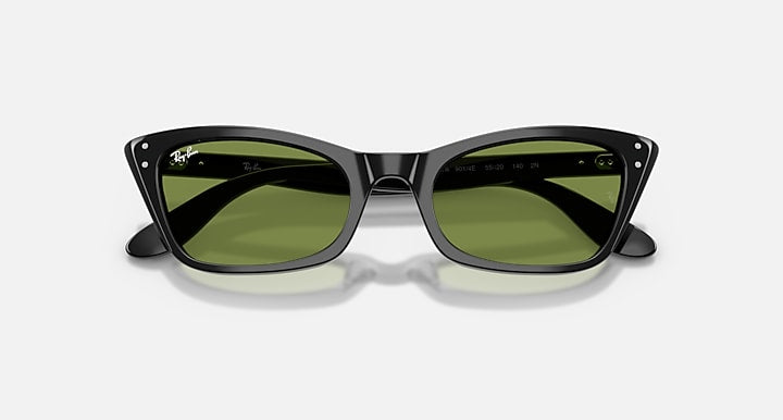 Ray-Ban LADY BURBANK Black with Green Solid Color lenses - Closed Front
