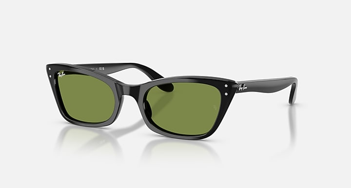 Ray-Ban LADY BURBANK Black with Green Solid Color lenses - Quarter