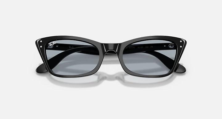 Ray-Ban LADY BURBANK Black with Blue Solid Color lenses - Closed Front