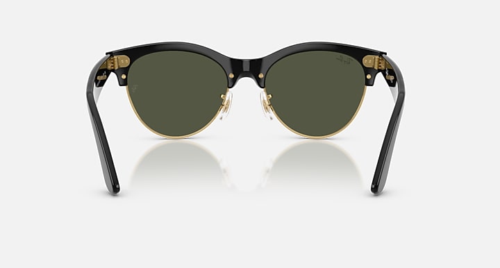 Ray-Ban CLUBMASTER WAY Black On Gold; Black with Green Solid Color lenses - Back