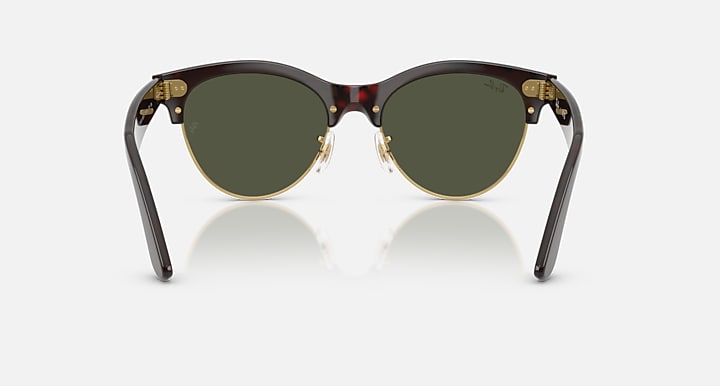 Ray-Ban CLUBMASTER WAY Red Havana On Gold; Red Havana with Green Solid Color lenses - Back