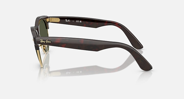 Ray-Ban CLUBMASTER WAY Red Havana On Gold; Red Havana with Green Solid Color lenses - Lateral