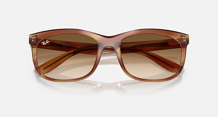 Ray-Ban BALORETTE Striped Brown with Clear Gradient Brown Gradient lenses - Closed Front