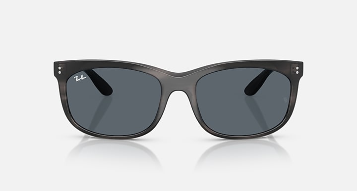 Ray-Ban BALORETTE Striped Gray with Blue Solid Color lenses - Front