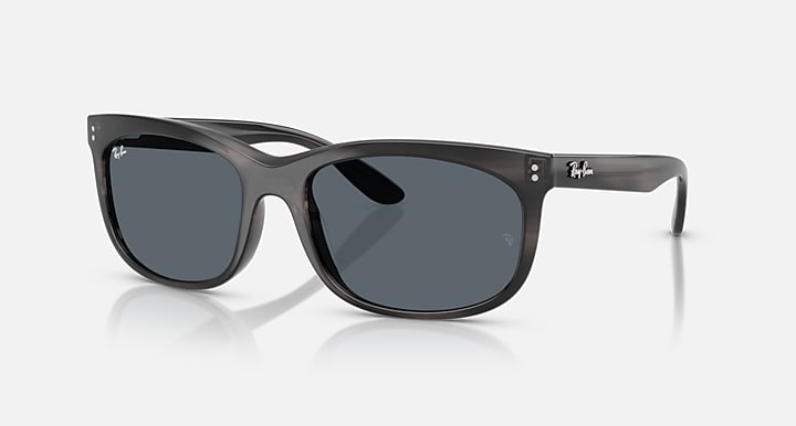 Ray-Ban BALORETTE Striped Gray with Blue Solid Color lenses - Quarter
