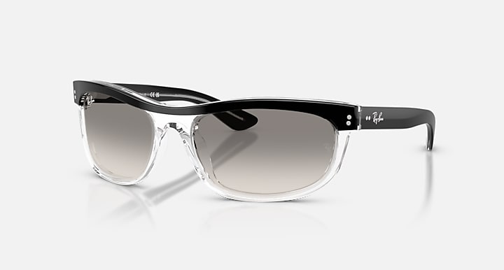 Ray-Ban BALORAMA STREET NEAT Black On Transparent with Clear Gradient Grey Gradient lenses - Quarter
