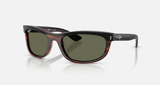Ray-Ban BALORAMA STREET NEAT Black On Havana with Green Polarized Solid Color lenses - Quarter
