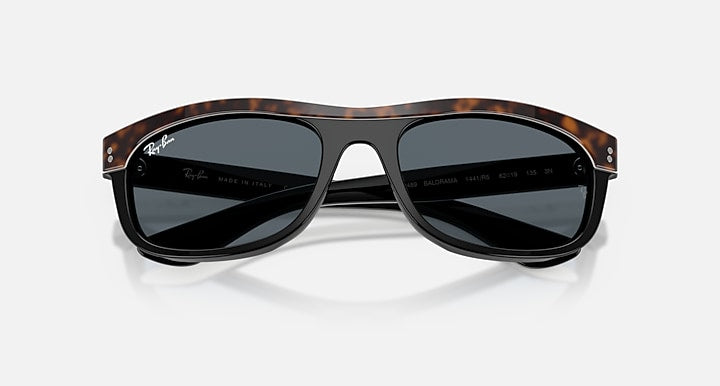 Ray-Ban BALORAMA STREET NEAT Havana On Black with Blue Solid Color lenses - Closed Front