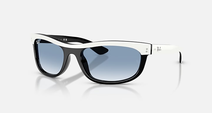 Ray-Ban BALORAMA STREET NEAT White On Black with Clear Gradient Blue Gradient lenses - Quarter