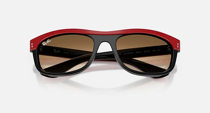 Ray-Ban BALORAMA STREET NEAT Red On Black with Clear Gradient Brown Gradient lenses - Closed Front
