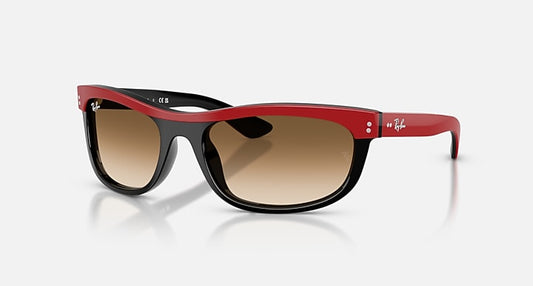 Ray-Ban BALORAMA STREET NEAT Red On Black with Clear Gradient Brown Gradient lenses - Quarter