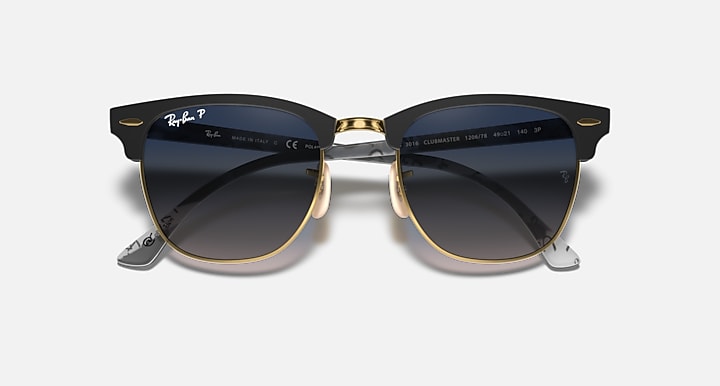 Ray-Ban CLUBMASTER @COLLECTION Black with Polarized Blue & Grey Gradient Gradient lenses - Closed Front