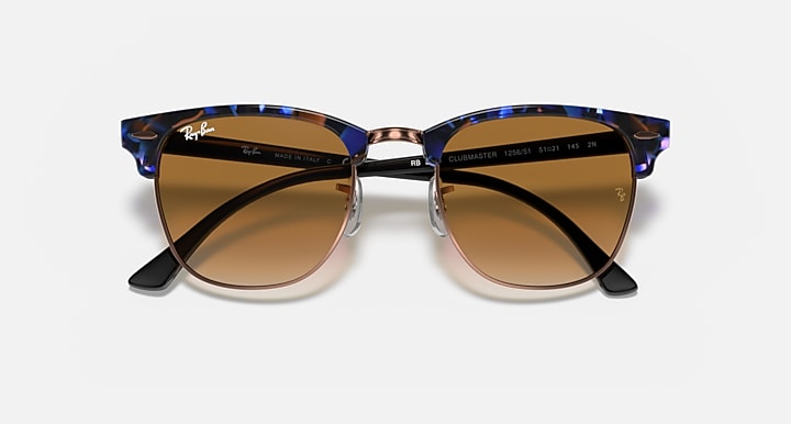 Ray-Ban CLUBMASTER FLECK Brown & Blue with Light Brown Gradient Gradient lenses - Closed Front