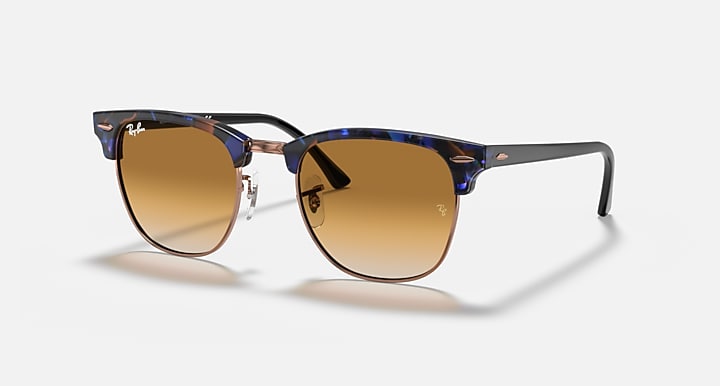 Ray-Ban CLUBMASTER FLECK Brown & Blue with Light Brown Gradient Gradient lenses - Quarter