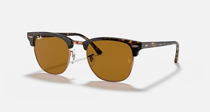 Ray-Ban CLUBMASTER CLASSIC Havana with B-15 Brown Solid Color lenses - Quarter