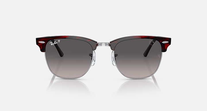 Ray-Ban RB3016 CLUBMASTER DISNEY MINNIE MOUSE Red Havana; Red Striped Havana with Grey Polarized Gradient lenses - Front