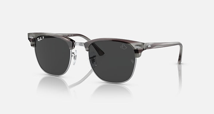 Ray-Ban RB3016 CLUBMASTER DISNEY MICKEY MOUSE Grey Havana; Grey Striped Havana with Grey Polarized Solid Color lenses - Quarter