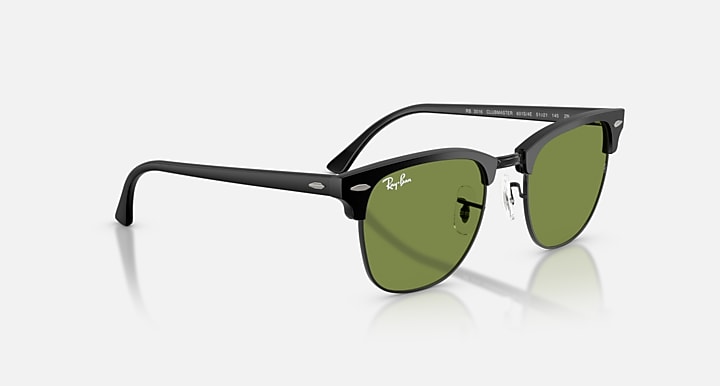 Ray-Ban CLUBMASTER CLASSIC Matte Black On Black; Matte Black with Green Solid Color lenses - Alternative