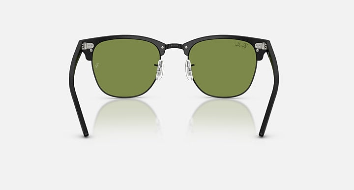 Ray-Ban CLUBMASTER CLASSIC Matte Black On Black; Matte Black with Green Solid Color lenses - Back