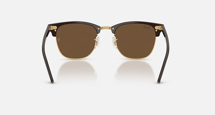 Ray-Ban CLUBMASTER CLASSIC Brown & Gold; Brown with Dark Brown Solid Color lenses - Back