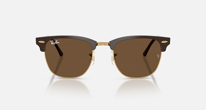 Ray-Ban CLUBMASTER CLASSIC Brown & Gold; Brown with Dark Brown Solid Color lenses - Front