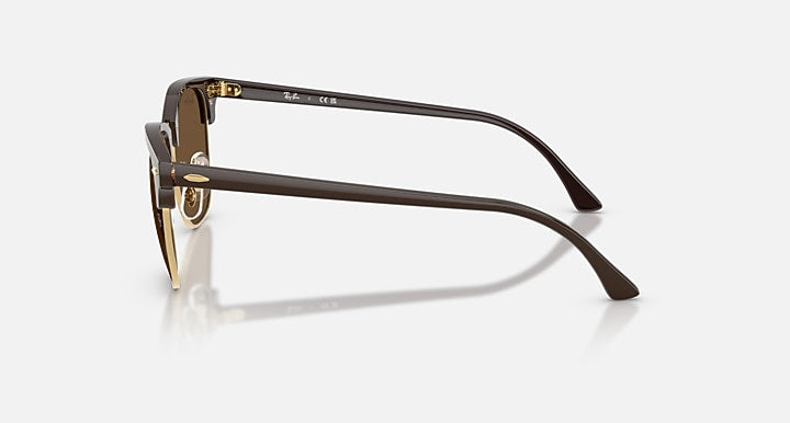 Ray-Ban CLUBMASTER CLASSIC Brown & Gold; Brown with Dark Brown Solid Color lenses - Lateral