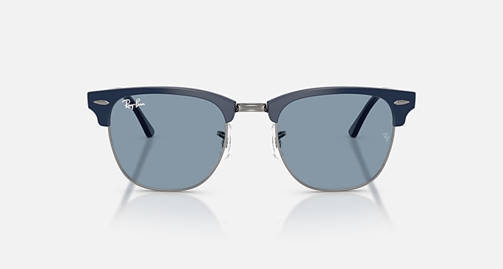 Ray-Ban CLUBMASTER CLASSIC Blue & Gunmetal; Blue with Blue Solid Color lenses - Front