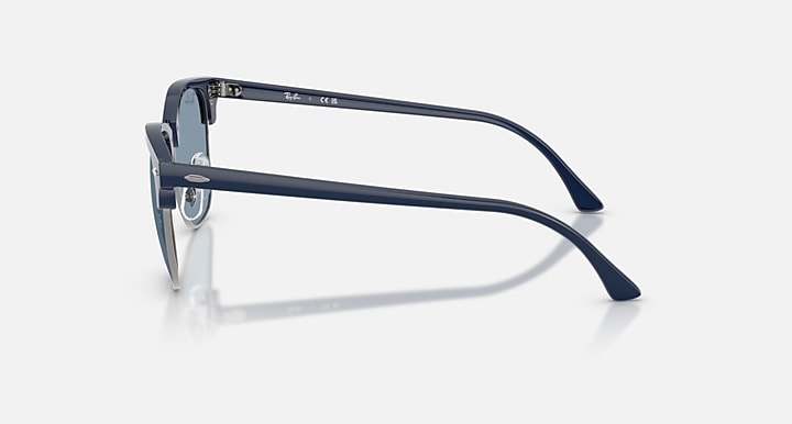 Ray-Ban CLUBMASTER CLASSIC Blue & Gunmetal; Blue with Blue Solid Color lenses - Lateral