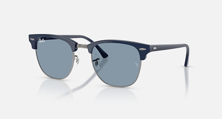 Ray-Ban CLUBMASTER CLASSIC Blue & Gunmetal; Blue with Blue Solid Color lenses - Quarter