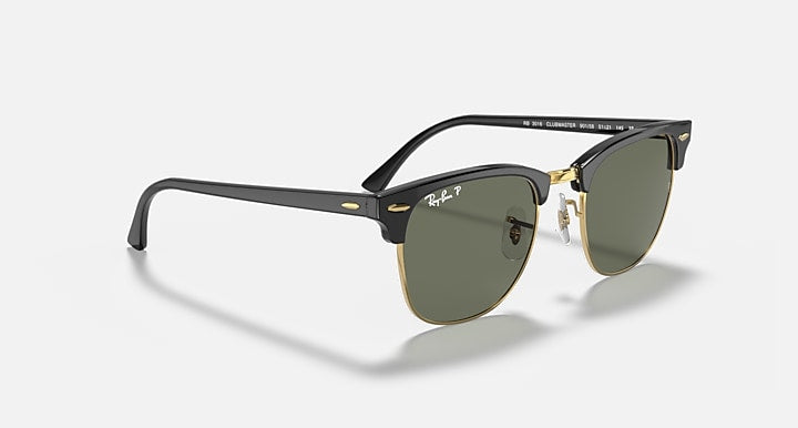 Ray-Ban CLUBMASTER CLASSIC Black & Gold with G-15 Green Polarized Solid Color lenses - Alternative