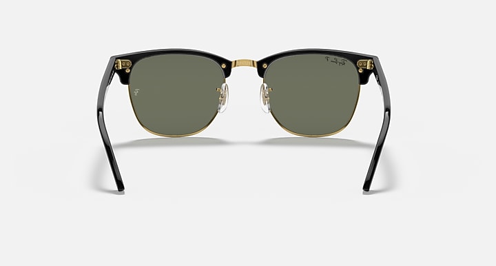 Ray-Ban CLUBMASTER CLASSIC Black & Gold with G-15 Green Polarized Solid Color lenses - Back