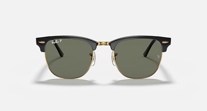 Ray-Ban CLUBMASTER CLASSIC Black & Gold with G-15 Green Polarized Solid Color lenses - Front