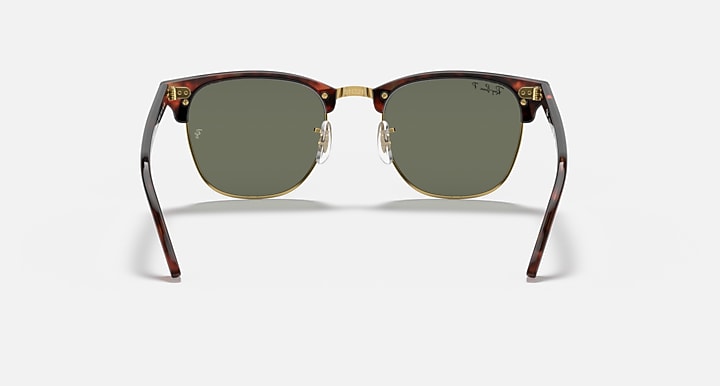 Ray-Ban CLUBMASTER CLASSIC Tortoise On Gold with G-15 Green Polarized Solid Color lenses - Back