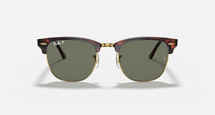 Ray-Ban CLUBMASTER CLASSIC Tortoise On Gold with G-15 Green Polarized Solid Color lenses - Front