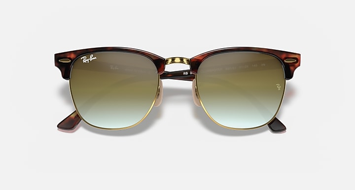 Ray-Ban CLUBMASTER FLASH LENSES Red Havana with Green Gradient Flash Gradient - Mirror lenses - Closed Front