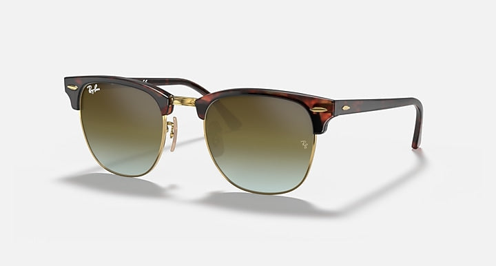 Ray-Ban CLUBMASTER FLASH LENSES Red Havana with Green Gradient Flash Gradient - Mirror lenses - Quarter