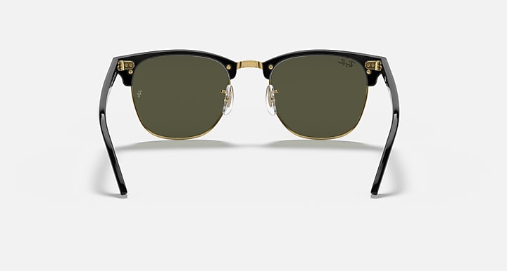 Ray-Ban CLUBMASTER CLASSIC Black On Gold with G-15 Green Solid Color lenses - Back