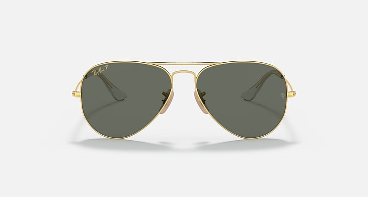 Ray-Ban AVIATOR SOLID GOLD Gold with G-15 Green Polarized Solid Color lenses - Front