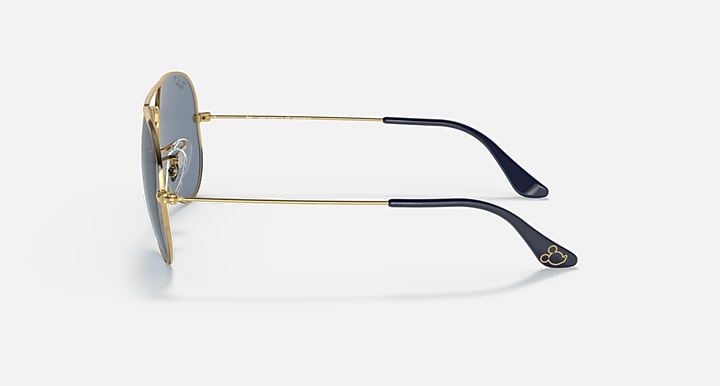 Ray-Ban AVIATOR MICKEY WDW50 Arista Gold with Blue Polarized Solid Color lenses - Lateral