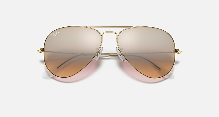 Ray-Ban AVIATOR GRADIENT Arista Gold with Silver/Pink Gradient - Mirror lenses - Closed Front
