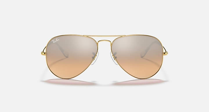 Ray-Ban AVIATOR GRADIENT Arista Gold with Silver/Pink Gradient - Mirror lenses - Front