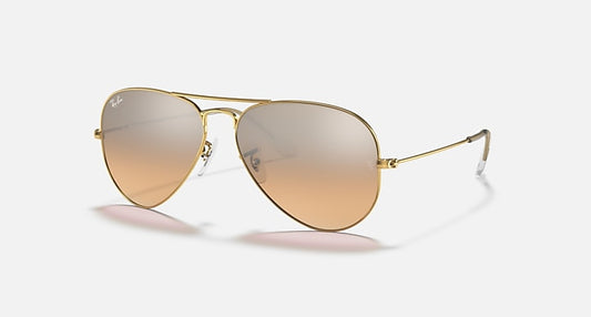 Ray-Ban AVIATOR GRADIENT Arista Gold with Silver/Pink Gradient - Mirror lenses - Quarter