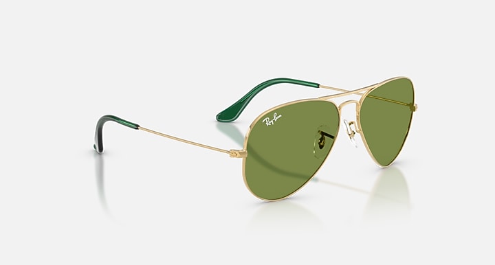 Ray-Ban AVIATOR LARGE METAL Arista Gold with Green Solid Color lenses - Alternative