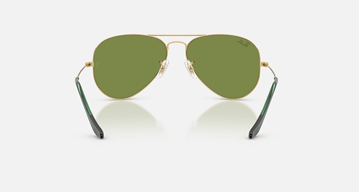 Ray-Ban AVIATOR LARGE METAL Arista Gold with Green Solid Color lenses - Back