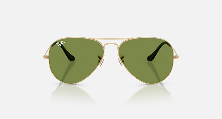 Ray-Ban AVIATOR LARGE METAL Arista Gold with Green Solid Color lenses - Front