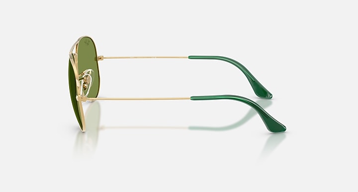 Ray-Ban AVIATOR LARGE METAL Arista Gold with Green Solid Color lenses - Lateral