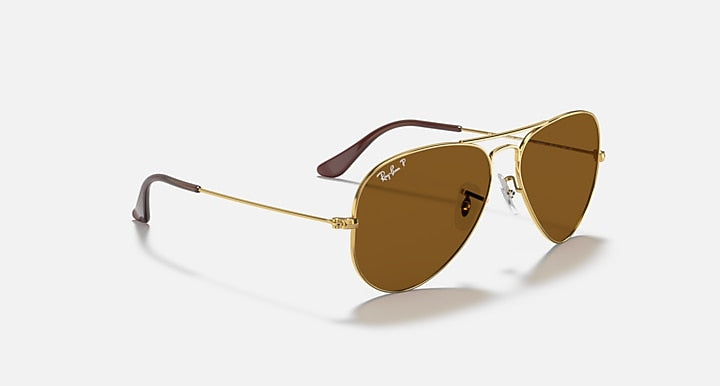 Ray-Ban AVIATOR CLASSIC Arista Gold with Brown Polarized Solid Color lenses - Alternative