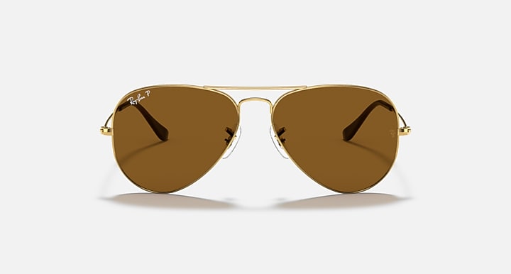 Ray-Ban AVIATOR CLASSIC Arista Gold with Brown Polarized Solid Color lenses - Front