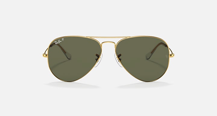 Ray-Ban AVIATOR CLASSIC Arista Gold with G-15 Green Polarized Solid Color lenses - Front